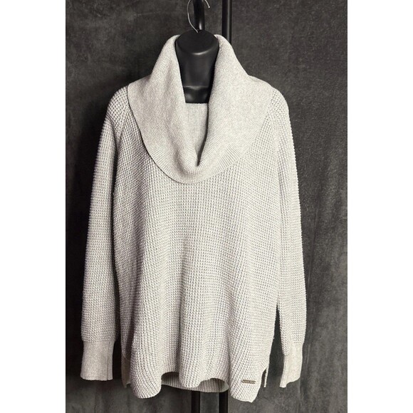 Michael Kors Cowl Neck Waffle Knit Pullover Sweater Long Sleeves Ivory Sz M - Picture 2 of 16